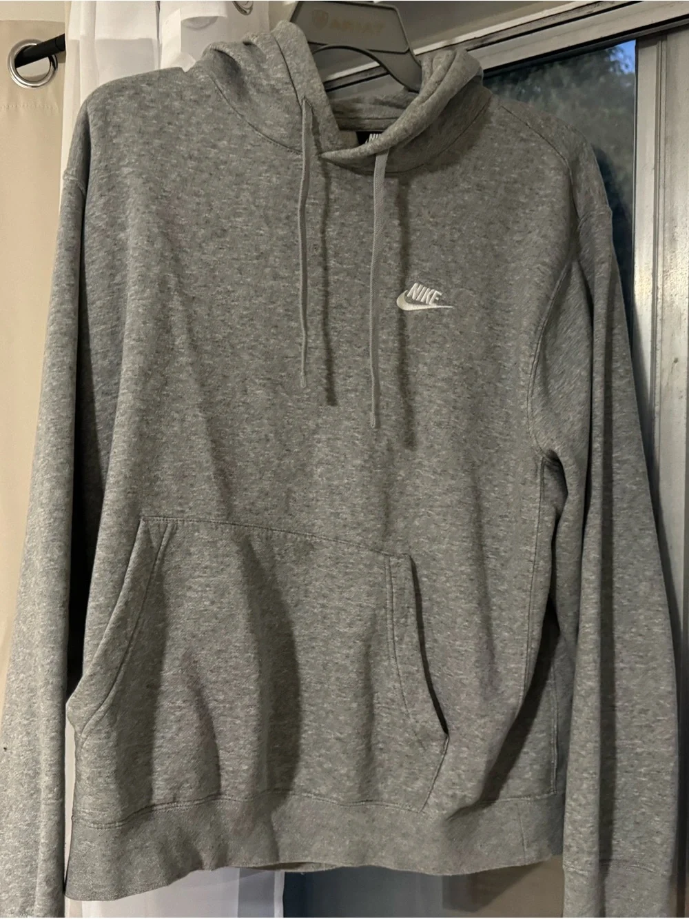 Nike Gray Heather Pullover Hoodie with Small White Swoosh